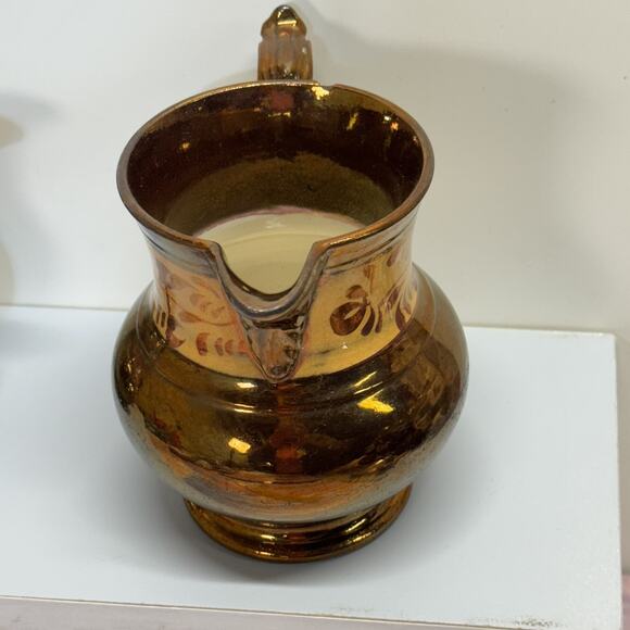 Set of 3 Allertons Longton England Copper Luster Painted Matching Pitchers - Picture 5 of 13